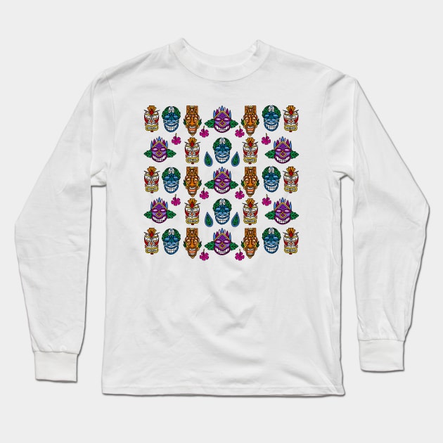 Tiki Masks Long Sleeve T-Shirt by HLeslie Design